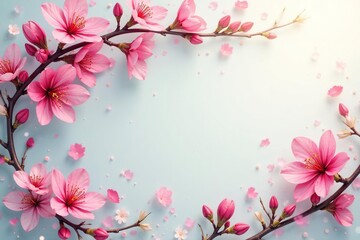 Fototapeta premium Intertwined blossoms, delicate leaves, flowing design, spring, elegant, fabric