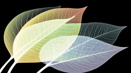 Abstract Colorful Skeleton Leaves, Nature Botanical Design