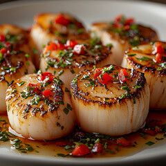Grilled Scallops with Spanish Hot Sauce and Herbs &ndash; Perfect Seafood Appetizer