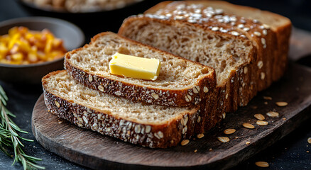 Delicious Whole-Grain Bread with Butter &ndash; Perfect for Breakfast or Snack