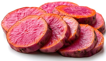 Freshly Sliced Purple Sweet Potatoes &ndash; Vibrant and Nutritious