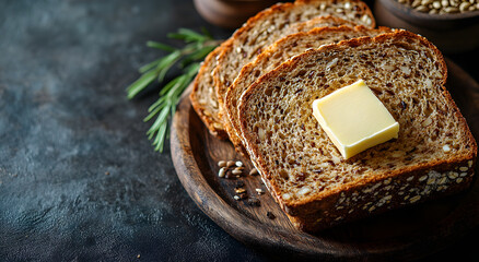 Sliced Whole-Grain Craft Bread with Butter &ndash; Fresh and Flavorful
