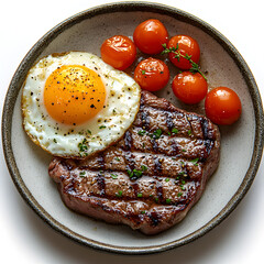 Hearty Steak and Eggs &ndash; Perfectly Grilled with Cherry Tomatoes