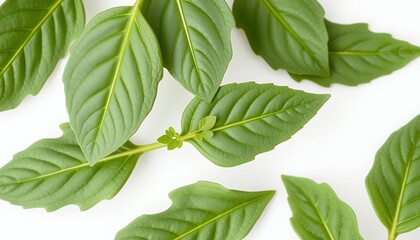 Fresh Green Leaves Isolated On White Screen Background For Decoration Or Design Natural Isolated Greenery Perfect For Ads Promotions Blank Clean Backdrop Clear Studio Object