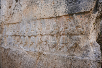 Twelve Gods of the Underworld in Yazilikaya, Hattusa Ancient City in Corum, Turkiye