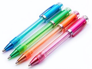 Colorful Translucent Ballpoint Pens - Pink, Blue, Green, Orange Stationery Set