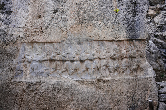 Twelve Gods of the Underworld in Yazilikaya, Hattusa Ancient City in Corum, Turkiye