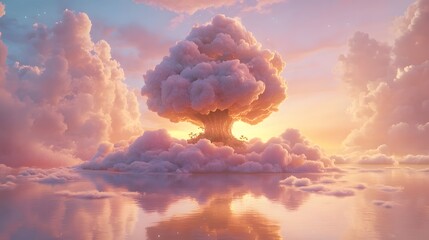 Surreal Cloud Tree Sunset Fantasy Landscape