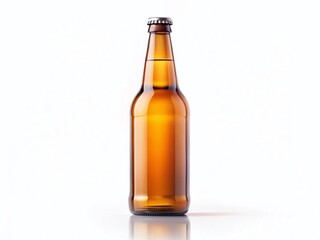 Craft Beer Bottle Isolated on White, Candid Photography Style Stock Photo