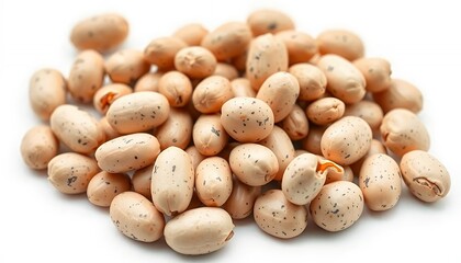 Heap of Speckled Brown Coated Peanuts Isolated on White Screen Background in a Studio Setup Perfect for Promotion