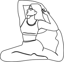 Lined Woman doing Yoga Stretching Body Illustration