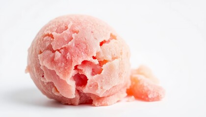 Perfect Pink Ice Cream Scoop Isolated on White Screen Background Fresh and Sweet Dessert Concept Minimalist Food Photography Clean Studio Shot