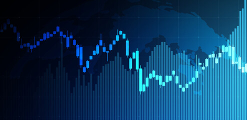 Stock market and finance. Trading blue background vector