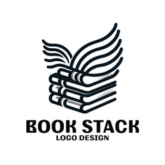 Book Stack Vector Logo Design