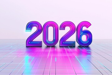 A vibrant digital rendering showcases the year 2026 in bold stylized numbers