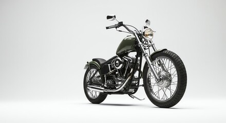 Obraz premium Classic Motorcycle on Display with Chrome Details and Green Fuel Tank