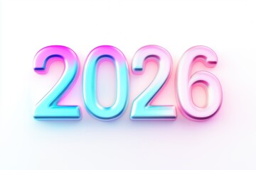 Creative render of dynamic text showing the year 2026 with vibrant colors