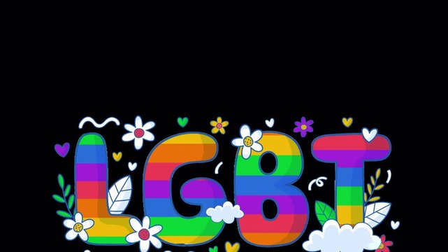 comunidad lgbt mes del orgullo, colores del arco iris lgbt animation 4k with alpha channel