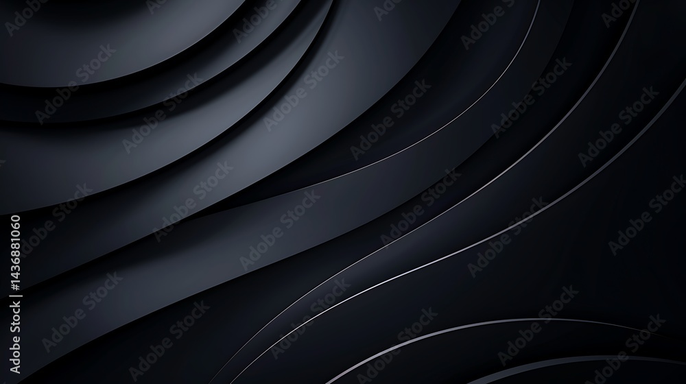 Poster abstract background of smooth, overlapping dark grey curves and layers. elegant, modern design with 