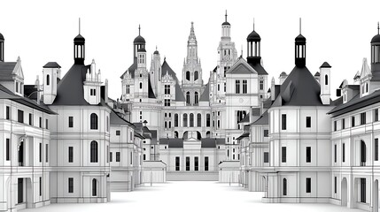 Obraz premium Architectural Model Elegant European Style Palace and Townhouses