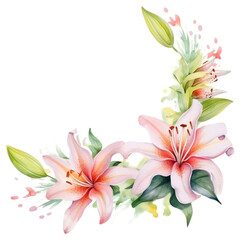 Fototapeta premium PNG Lily flower corner frame flowers lilies lily.