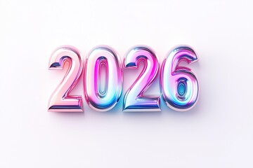 Bold render of the shiny 2026 text showcasing vibrant colors and a modern design