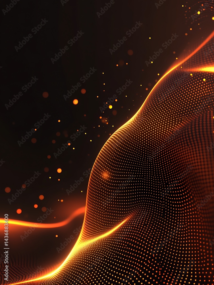 Poster dynamic glow particle wave forming futuristic digital technology backdrop
