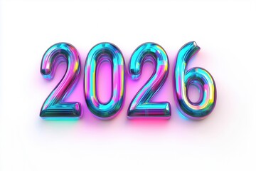 Colorful 2026 render showcasing vibrant 3D numbers with a modern design