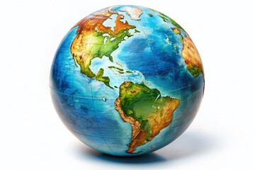 Fototapeta premium Earth Globe Isolated on White Background - High Resolution Drone Photography