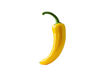 Single Yellow Banana Pepper Isolated on White for Healthy Eating Concepts: Fresh Vegetable Ingredient Imagery: Banana, Pepper, Yellow, Isolated, White, Fresh, Healthy, Eating, Vegetable, Ingredient.