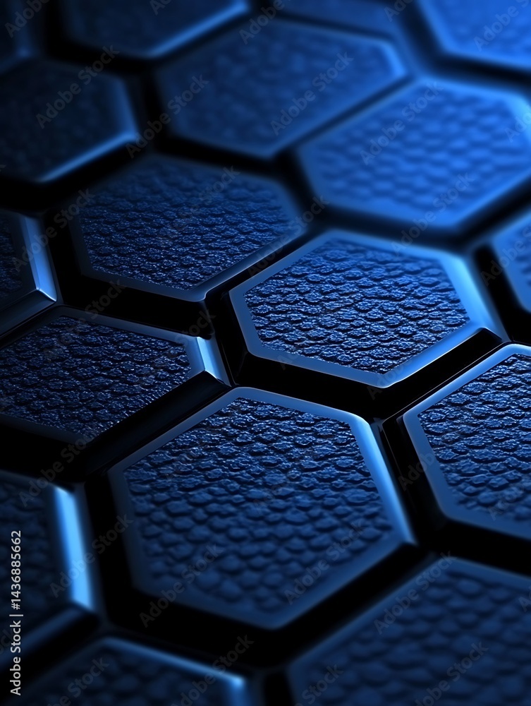 Aufkleber intricate honeycomb structure with blue chromatic depth and textured design