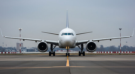 Naklejka premium Airbus A320 Family Aircraft on Taxiway Front View