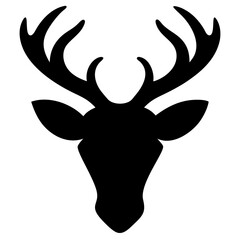  A detailed black and white silhouette of a deer's head and antlers, showcasing intricate lines
