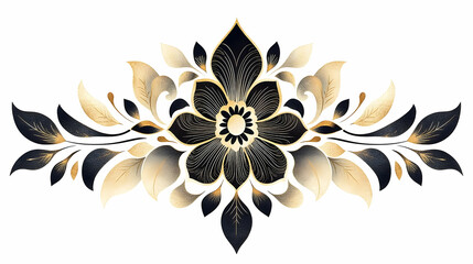 Ornate floral design with gold and dark accents.