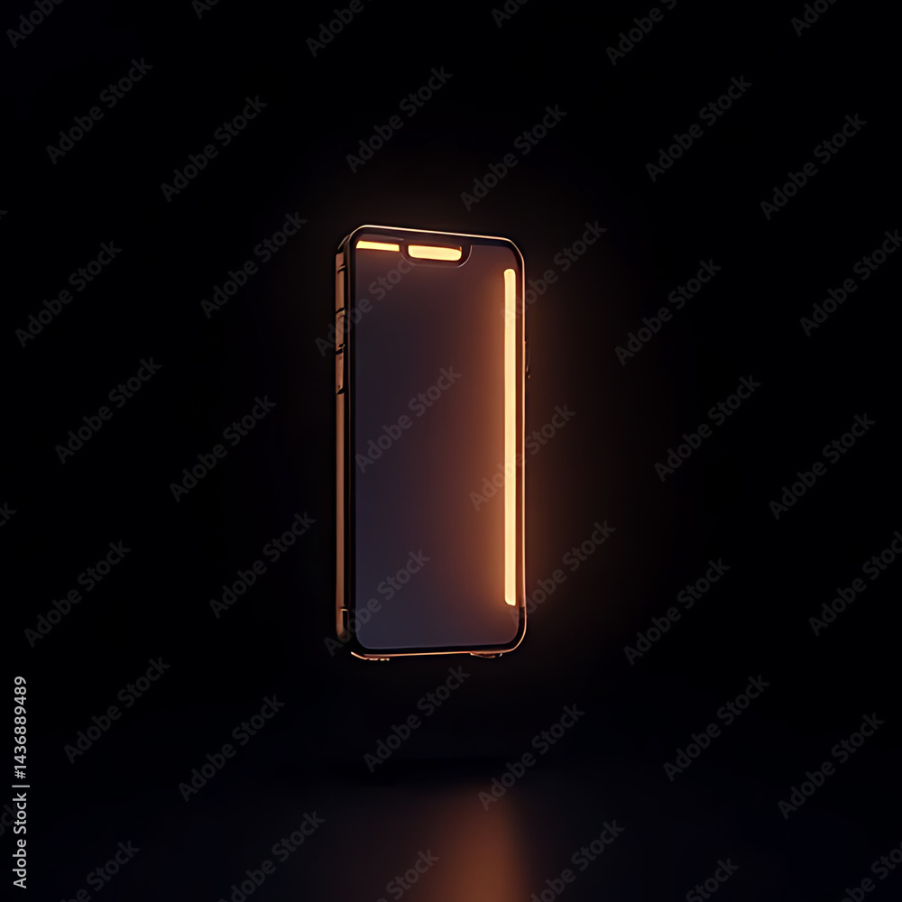 Aufkleber illuminated smartphone display digital studio concept art dark background 3d visualization