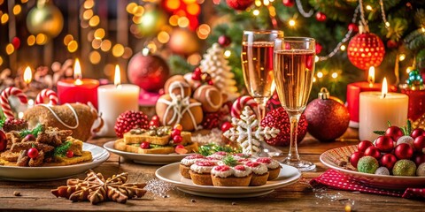 Festive Christmas Food Photography: Delicious Treats & Sparkling Decorations