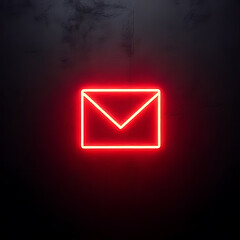 Neon mail icon urban setting digital art dark background modern aesthetic creative concept