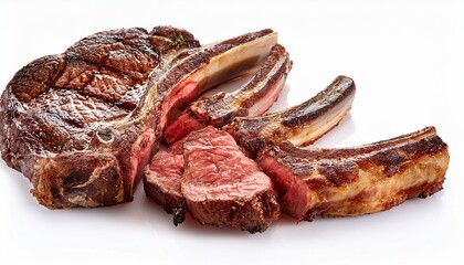 Grilled bone-in steak slices