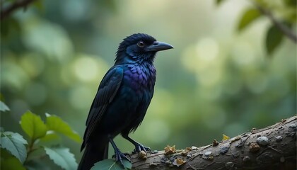Fototapeta premium Bird Perching on Branch in Natural Setting