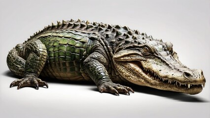 "Cartoon Crocodile Illustration – Green Reptile with Open Jaw"