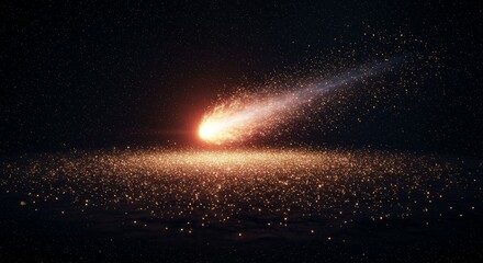 Fototapeta premium Bright Celestial Object Across Night Sky With Sparkling Trail