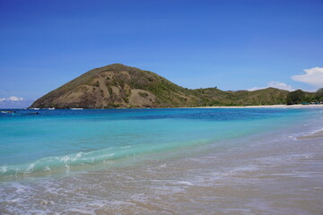 tropical beach with turquoise water in Mawun Lombok Indonesia