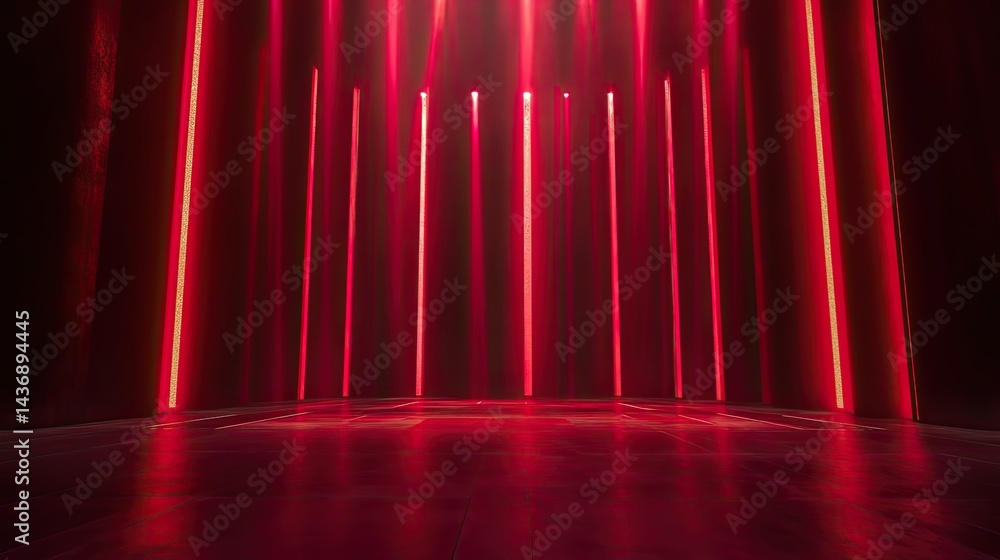 Poster a stunning image of 3d render of dark red light rays. abstract background.