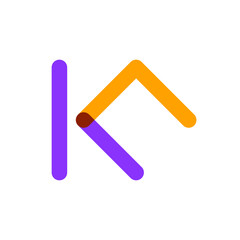 Letter K roof house simple overlapping color logo