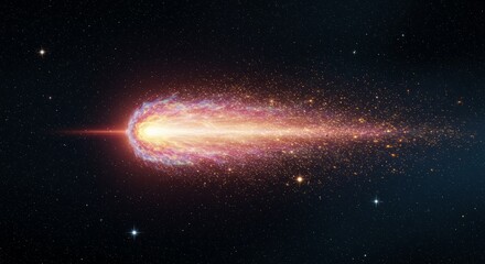 Obraz premium Streaking Comet With Glowing Tail Across Night Sky