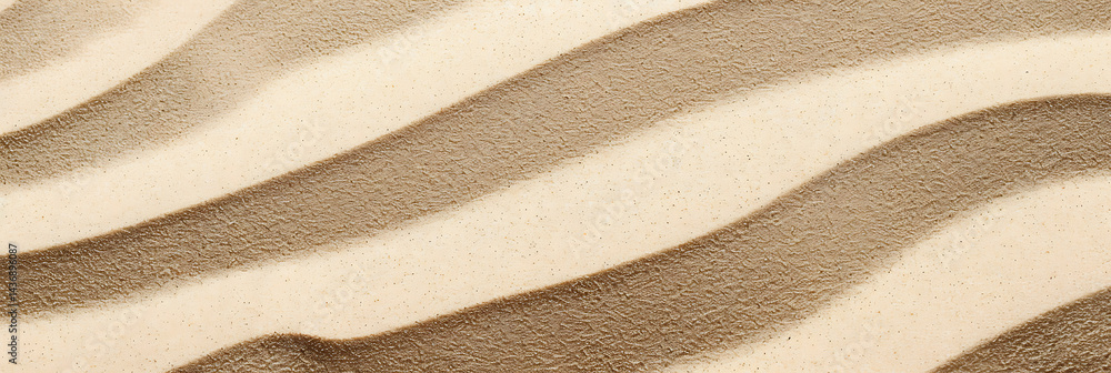 Poster close-up macro texture of wind-swept sand dunes creating soft, wavy patterns. natural beige backgrou