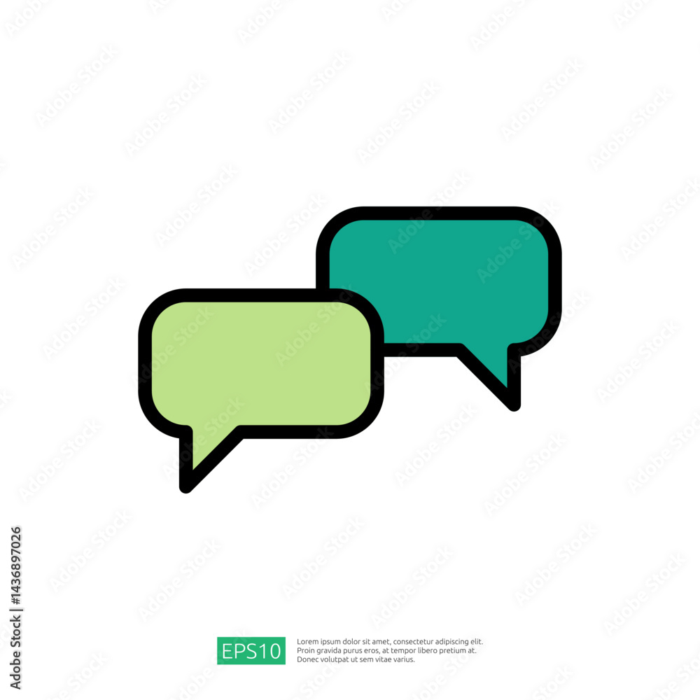 Aufkleber icon representing two speech bubbles for communication and dialogue in modern digital conversations