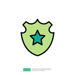 Shield Icon with Star Symbolizing Law and Judgement Representation in Security and Authority Context