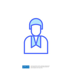 Professional Legal Icon Representing Law and Judgement in a Simplified Design with Blue Colors and Minimalist Elements