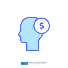 Stylized Icon Depicting a Human Silhouette with a Dollar Sign Representing Financial Judgement in Law and Decision Making